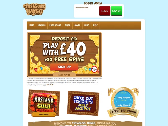 Treasure Bingo Homepage