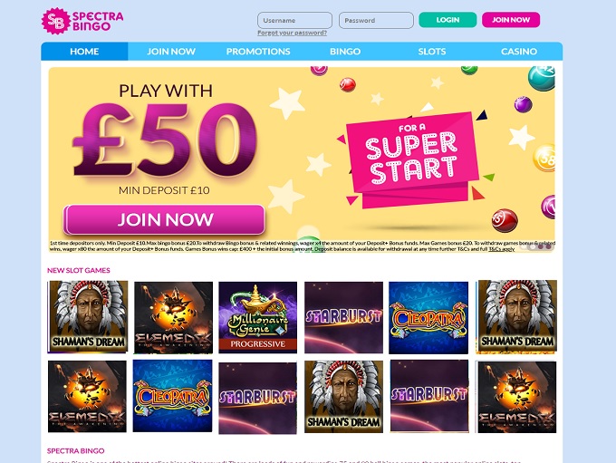 Spectra Bingo Home Page