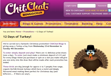 Its Turkey Time at ChitChat Bingo!