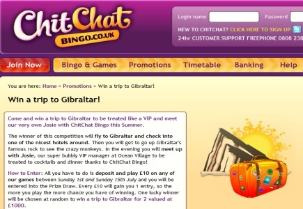 Win a VIP Trip to Gibraltar from Chit Chat Bingo