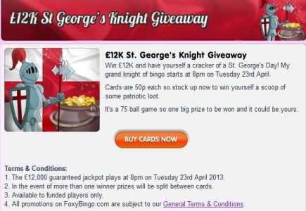 Foxy Bingo’s £12K St. George’s Knight Giveaway