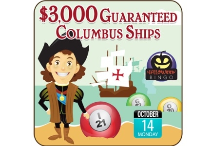 Cyber Bingo Columbus Day $3,000 in Jackpots