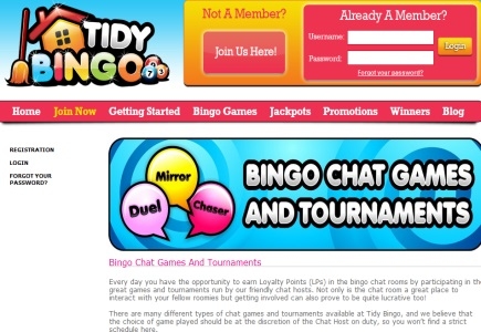 Chat Games and Tournaments at Tidy Bingo