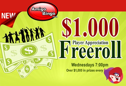 Amigo Bingo’s $1000 Player Appreciation Freeroll