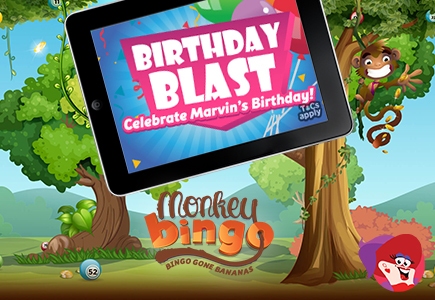 Join Marvin's Birthday Blast on Monkey Bingo