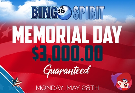 Guaranteed £1,800 Memorial Day on Bingo Spirit