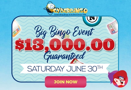 Win a Guaranteed $13,000 on Cyber Bingo