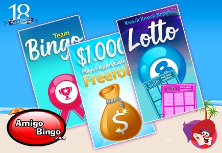 $1,000 Freeroll, Lotto and Team Games on Amigo Bingo