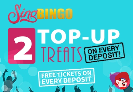 Bag 2 Top-Up Treats on Each Deposit at Sing Bingo