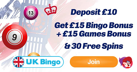 Generous Three-in-One Welcome Package from UK Bingo