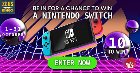 Win 1 of 10 Nintendo Switch Consoles in New Zeus Bingo Promo