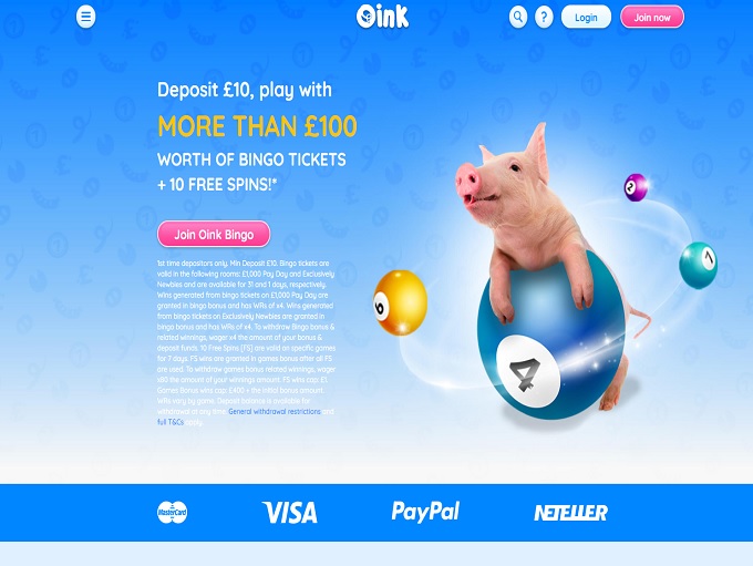 Oink Bingo Homepage
