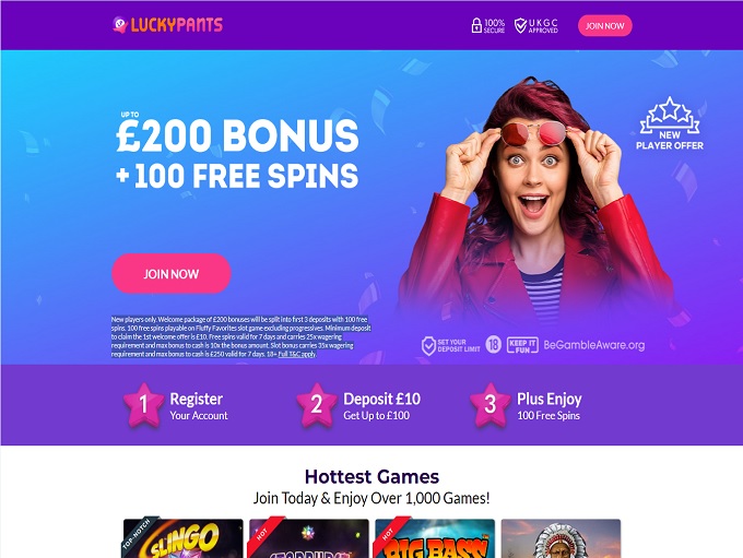 Lucky Pants Bingo Homepage
